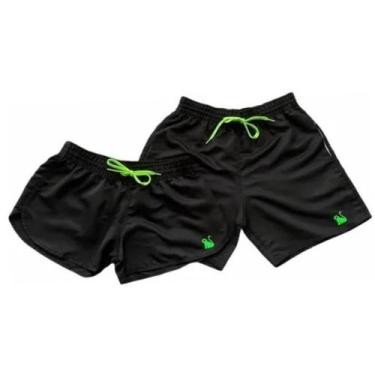 Imagem de Kit Casal Moda Praia Bermudas Tactel Short Mauricinho - Relaxado, M(Ma