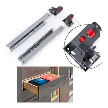 Imagem de Corrediça Oculta Extração Total AROS 450 Mm Com amortecimento e Garra 