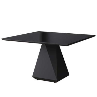 Imagem de Mesa De Jantar Quadrada 130x130cm Lia Tampo Vidro 4mm Preto CCS - CCS 
