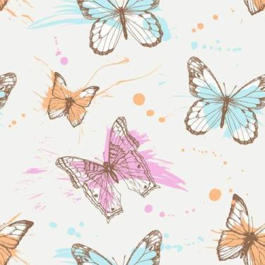 Imagem de Papel de Parede Decorativo Delicado Borboletas em Aquarela 1,5m - DEKA