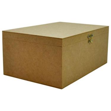 Imagem de Caixa Com Dobradiça e Fecho Liso 30x25x13 Mdf Madeira - Atacadão do Ar