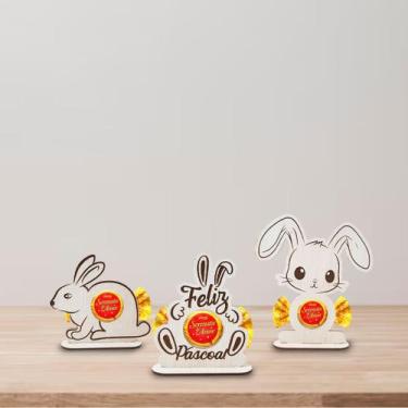 Imagem de Totens de Mesa Porta Bombom Coelinho da Páscoa com 3 Displays Lembranc