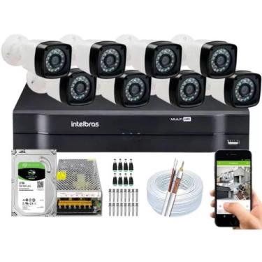 Imagem de Kit Cftv 8 Cameras Segurança Hd Dvr Mhdx Intelbras C/ Hd 2 TB