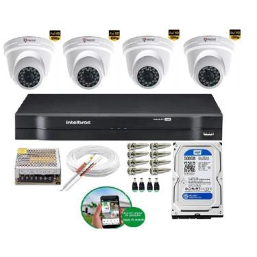 Imagem de Kit 4 Câmeras De Segurança 2 MP Full Hd  1080p Dvr Intelbras mhdx Full