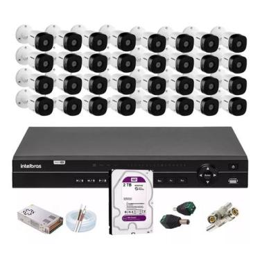 Imagem de Kit Cftv 32 Câmeras Intelbras 1010b + Dvr 5em1 1132 5 Em 1