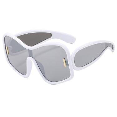 Imagem de JRLLFD Óculos de sol punk irregulares, masculinos, femininos, grandes, para homens, uma peça, óculos escuros, 8, tamanho único