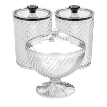 Imagem de Kit 2 Potes Herméticos + Bomboniere Porta Biscoito Capsula De Café Doces Premium