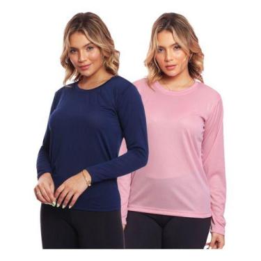 Imagem de Kit 2 Camisas Feminina Camiseta Térmica Proteção Solar Uv - MC Digital