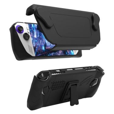Imagem de Capa completa para ASUS Rog Ally 2023, capa protetora portátil com capa frontal removível e suporte para Rog Ally, preta