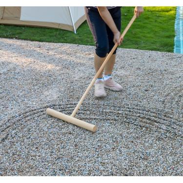 Imagem de BangBangDa Grande Ferramenta de Alisamento de Jardim Zen-Grande Ancinho de Jardim Japonês Em Forma de T para Áreas Externas 48" L com Cabo de Pedra Areia Cascalho Jardim Padrão Zen Ferramenta de Borra