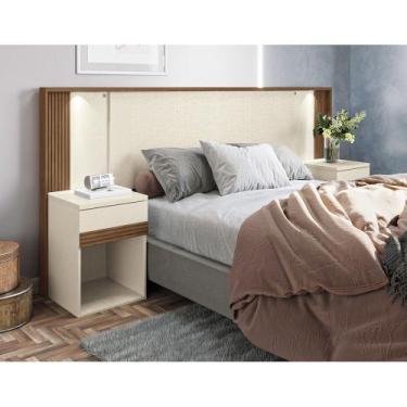 Imagem de Cabeceira de Casal com 2 Gavetas e Luminárias Led Bourbon Santos Andir