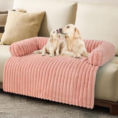 Imagem de Luxuosa cama de sofá-cama, capa de sofá para cães lavável, protetor de sofá removível para cães, à prova d'água, cama de cachorro para sofá, capas de sofá para cães (rosa, GG)