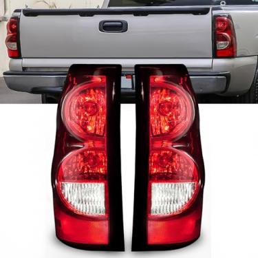 Imagem de OKSIWA Luz traseira com lâmpadas para Chevy Silverado 2003-2006, seta, freio, reverso, luzes traseiras do lado do motorista e do passageiro com lâmpada e arnês, acabamento preto