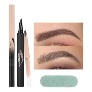 Imagem de Lápis de sobrancelha para mulheres, lápis de microblading para sobrancelhas,Brow Brush definido para marcação | Lápis de sobrancelha com aplicador de ponta de micro-fork de 4 pinos, para traços semelh