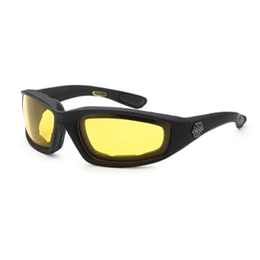 Imagem de Óculos de sol masculinos 5Zero1 Choppers Gangster com espuma de motociclista fosco acolchoado, Night Drive Yellow Lens, Medium