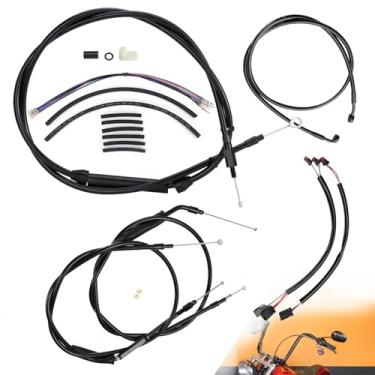 Imagem de TIGERSGATE Kit de cabos Dyna de cabide macaco de 40,6 cm para guidão estendido CAN-Bus/fios de seta/embreagem/cabos do acelerador/linha de freio para modelos Street Bob Super Wide Glide Switchback