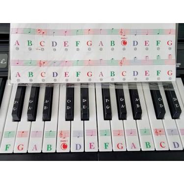 Imagem de Etiqueta adesiva para teclado de piano, nota grande para teclados eletrônicos ou piano para iniciantes, ferramenta de aprendizagem fácil 37/49/61/76/88 piano