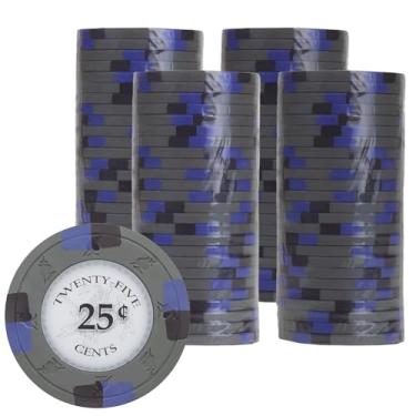 Imagem de Gamers Lounge Poker Knights fichas de pôquer de 13,5 gramas (pacote com 100) - Composto de argila inspirado no cassino ($0,25 cinza)