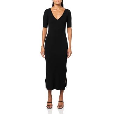 Imagem de BOSS Vestido feminino midi de viscose elástica, Óleo preto, M