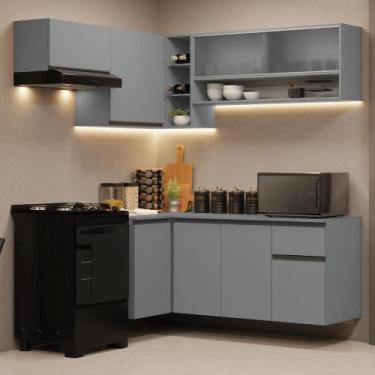 Imagem de Armário de Cozinha Completa de Canto Suspenso 325cm Cinza Nice Madesa 