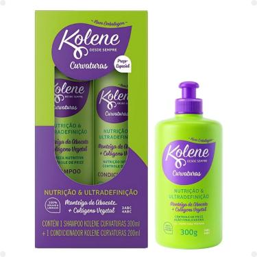 Imagem de Kit Kolene Curvaturas Nutrição e Ultradefinição: Shampoo 300ml e Condicionador 200ml + Gel Creme para Pentear 300g