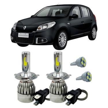 Imagem de Kit Super Led H4 6000K Farol Auto Baixo Sandero 2007/14 +T10 - Autovex