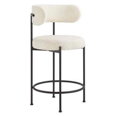 Imagem de Modway EEI-6518-IVO-BLK Albie Boucle Banco de tecido para balcão - Conjunto de 2, preto marfim