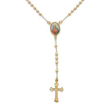 Imagem de Bling Jewelry Rosário Cristão Católico Oração Rosário Contas Crucifixo Cruz Católica Jesus Virgem Mãe Maria Rosário Colar Para Mulheres Adolescentes Latão Banhado a Ouro 18K, One Size, Metal, Sem Pedra Preciosa