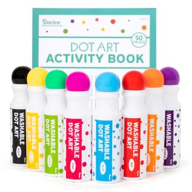 Imagem de Darice Marcadores de pontos laváveis para crianças – 8 (59 g cada) marcadores de bingo e 50 páginas de aprendizagem, pré-escolares não tóxicos, materiais de arte para crianças pequenas sem bagunça