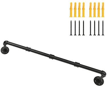 Imagem de Rack de roupas de tubo industrial, suporte de parede para roupas de teto 101 cm, barra de pendurar para roupas de cano de ferro preto, haste de metal resistente para exibição de varejo, armazenamento