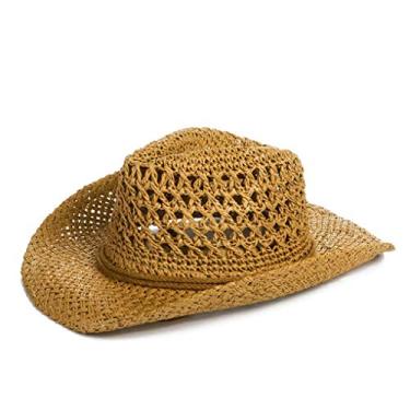 Imagem de Chapéus de palha unissex para o verão, chapéu de sol Fedora para o Panamá Fedora, FPS 50+, alça ajustável no queixo, Caqui, Fit for head circumference 58-60cm