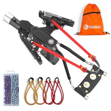 Imagem de Goldboy Estilingue profissional com mira vermelha, estilingue de foguete de pulso com lanterna, estilingue de caça e tiro com 4 elásticos de borracha de substituição e 220 munição para adultos