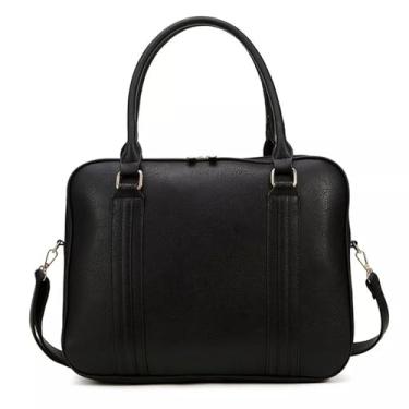 Imagem de Bolsa Feminina Pasta Executiva para Notebook até 15.6” Reforçada Couro Ecológico para Trabalho, Reuniões e Dia a Dia (Preto)