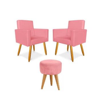 Imagem de Kit 2 Poltrona Nina  1 Puff Consultório Escritório Recepção quaro cama
