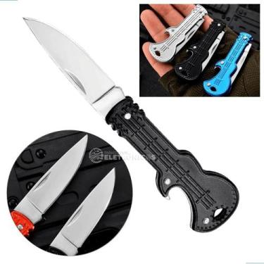 Imagem de Mini Canivete Chaveiro Guitarra Lâmina Dobrável e Abridor de Garrafa, 