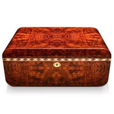 Imagem de Caixa de umidificador de charuto de cedro espanhol duplo de luxo