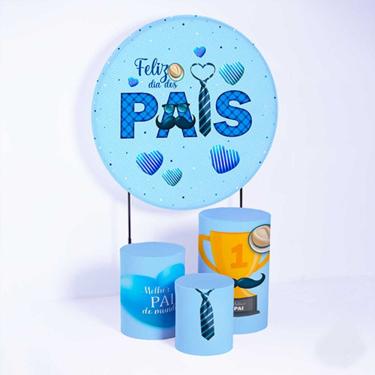 Imagem de Kit Painel de Festa Redondo de 1,50m e Trio de Cilindros Dia dos Pais - Fera Print