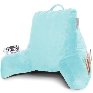 Imagem de Clara Clark Almofada de leitura com espuma viscoelástica desfiada para sentar na cama e no sofá, suporte ajustável para costas e braços para adultos e adolescentes, almofadas de encosto para leitura