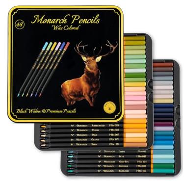 Imagem de Black Widow Lápis de colorir para adultos – 48 lápis de cor de núcleo macio de cera para livros de colorir para adultos – Conjunto de lápis de cor vibrante (conjunto monarca)
