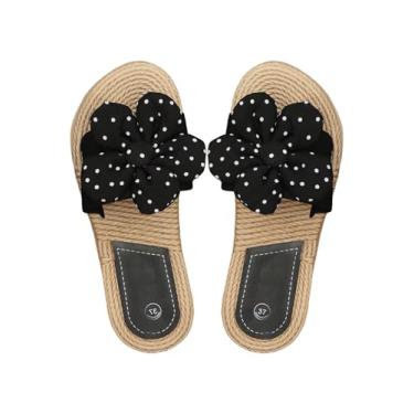 Imagem de OYOANGLE Sandálias femininas 3D com bolinhas e flores confortáveis sem cadarço, Multicor, 39