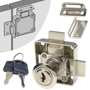 Imagem de Fechadura de porta dupla para armário fechadura de gaveta de armário [chave semelhante] fechadura de porta de trava dupla [montada na porta do lado esquerdo]. Para painéis de porta (3/12.7 cm-/15 mm