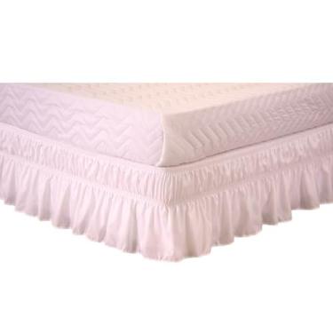 Imagem de Saia para Cama Box Casal Padrão, Elasticada Ajustável, Cor Branca