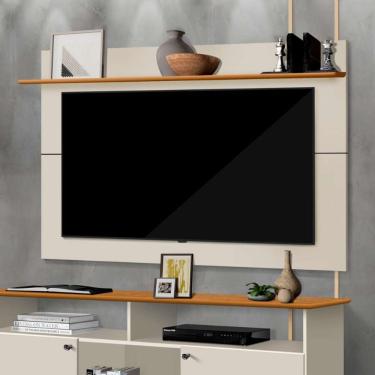 Imagem de Painel Para Tv Até 55 Polegadas Versátil 100% Mdf 1 Prateleira Simples Off White / Nature