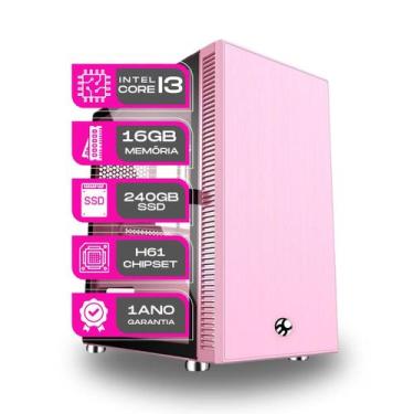 Imagem de Computador Rosa Core i3 16GB SSD 240GB   Gar de 1 ano Kit teclado e Mo