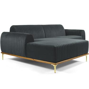 Imagem de Sofá 4 Lugares com Chaise Esquerdo Para Sala Molino 255cm D02 Veludo C