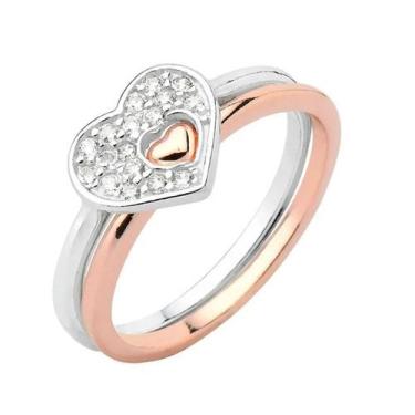 Imagem de Anel de Prata Coração Vazado Zircônia Rose Life - Sal Do Mar, 19