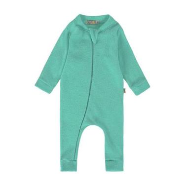 Imagem de Macacão Bebê de Plush Peluciado Verde Água - Kambai, 2