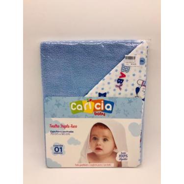 Imagem de Toalha Dupla Face Com Capuz Azul - Carícia Baby 1766 - caricia