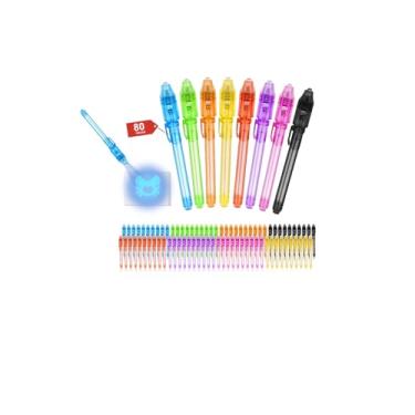 Imagem de Daemson Canetas de tinta invisível com luz UV, 80 peças de canetas espiãs a granel para lembrancinhas de festa infantil, conjunto de marcadores de mensagem secreta para sacolas de Halloween, meias de