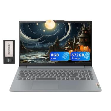 Imagem de Lenovo Notebook antirreflexo IdeaPad Slim 3 de 15,6 polegadas FHD, Intel i3-N305, 8GB LPDDR5, 672 GB de armazenamento (SSD de 512 GB + conjunto de estação de ancoragem de 160 GB), Num Pad, câmera HD